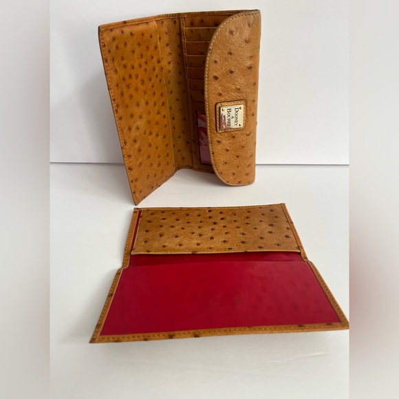 Dooney & Bourke Brown Ostrich Leather Trifold Wallet - Picture 5 of 10